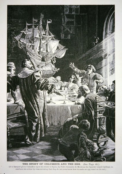 Christopher Columbus och ägget (litho) av School English
