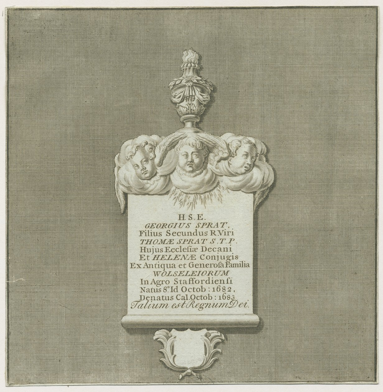 Colwich - Väggmålningsmonument till George skarpsill: gravyr och [?1800-talet]. (skriva ut) av School English