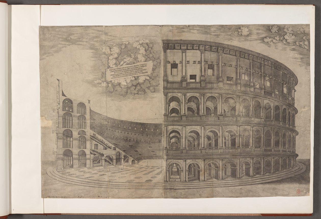 Bomull Augustus III, f.53 Colosseum.   Tryck av antika byggnader, konst och relaterade scener, främst i Rom av School English
