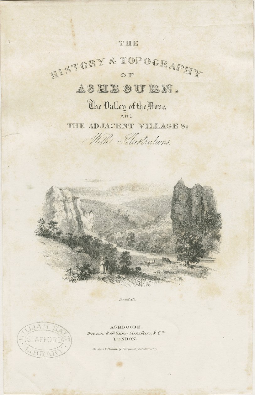 Dovedale - landskap: litografi (vinjetter) och [?1800-talet] (tryck) av School English