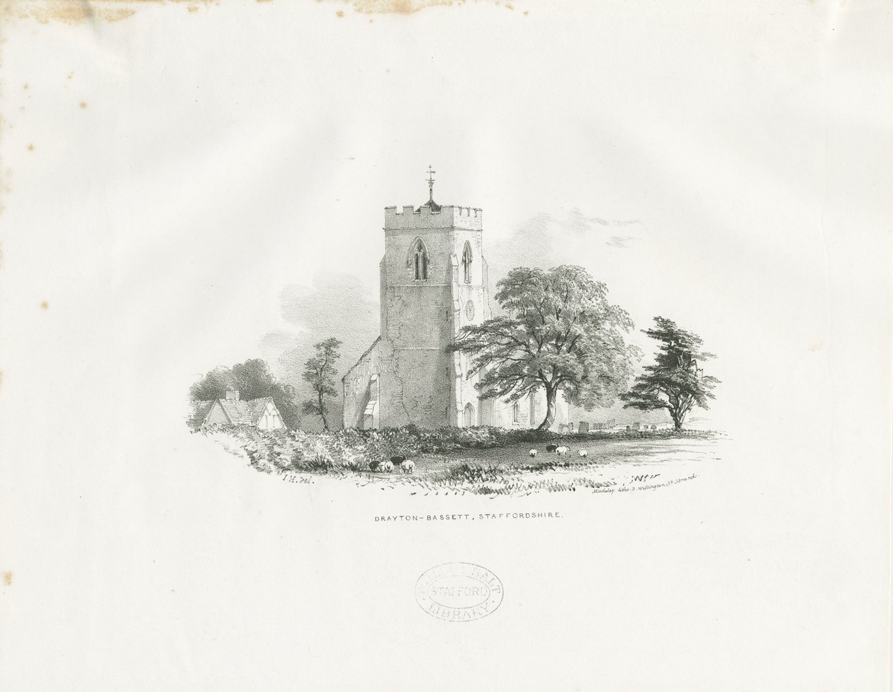 Drayton Bassett Church: litografi (vinjeterad), nd [c 1825-30] (tryck) av School English