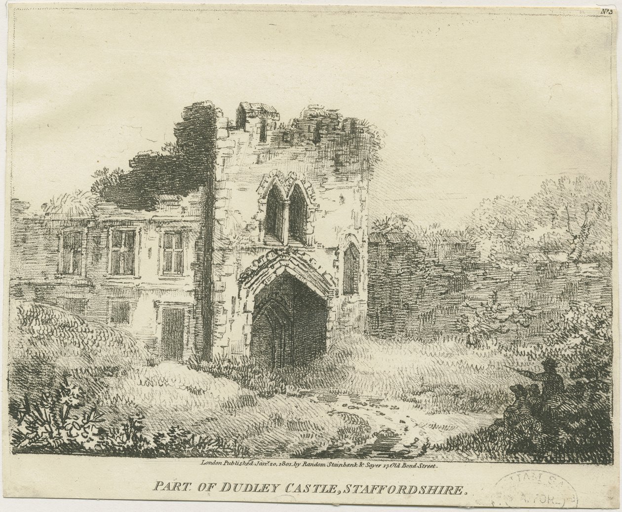 Dudley Castle - The Gatehouse: litografi, nd [c 1801] (tryck) av School English