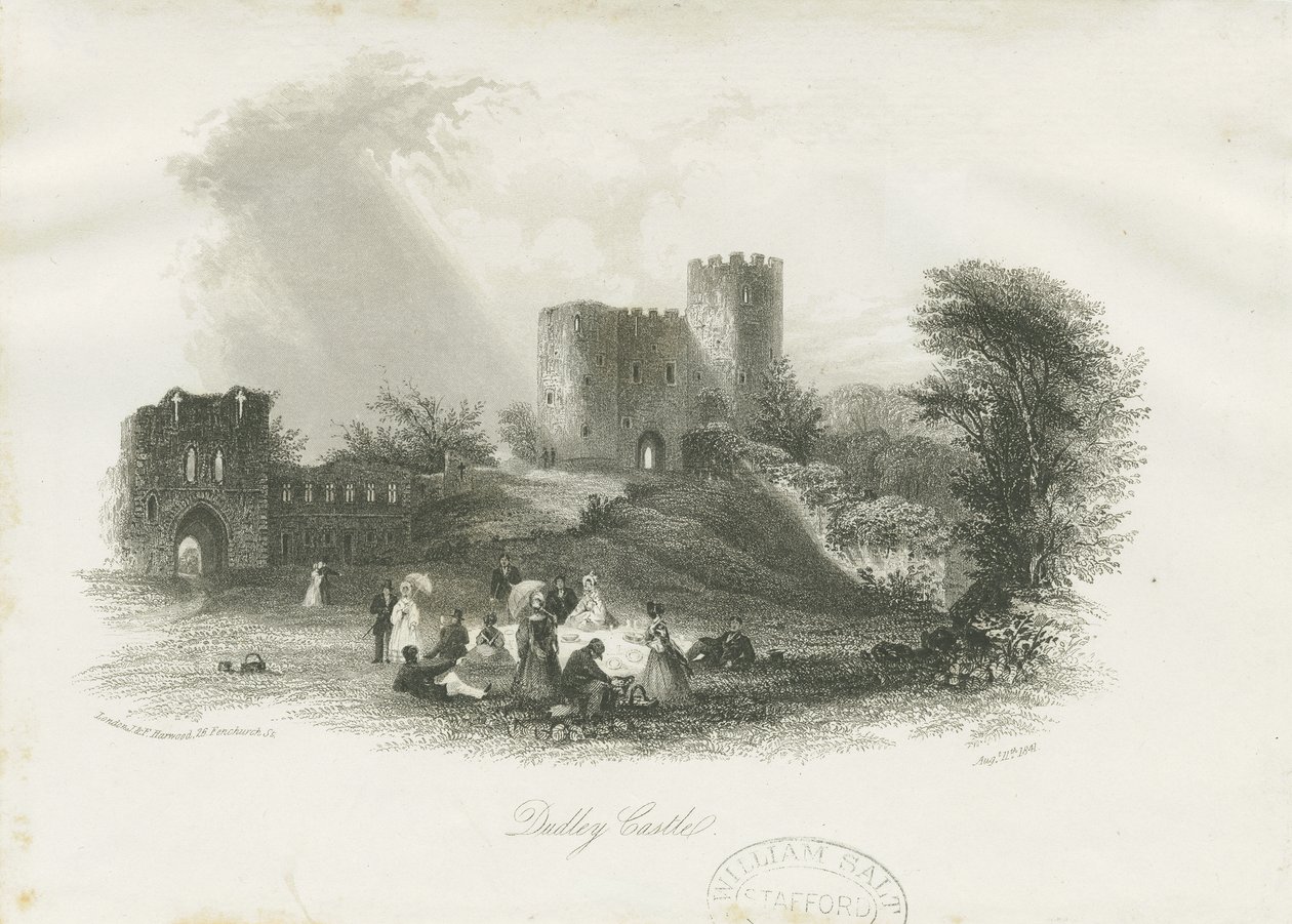 Dudley Castle - The Keep: stålgravyr (vinjeterad), nd [c 1841] (tryck) av School English