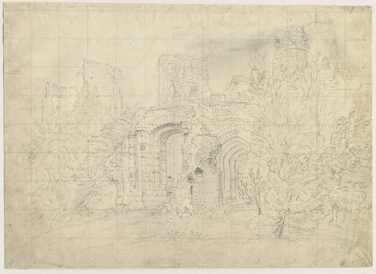 Dudley Castle - the Barbican: blyertsteckning, nd [?1800-talet] (teckning) av School English