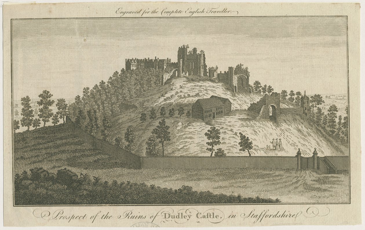 Dudley Castle: gravyr, nd [c 1780] (tryck) av School English