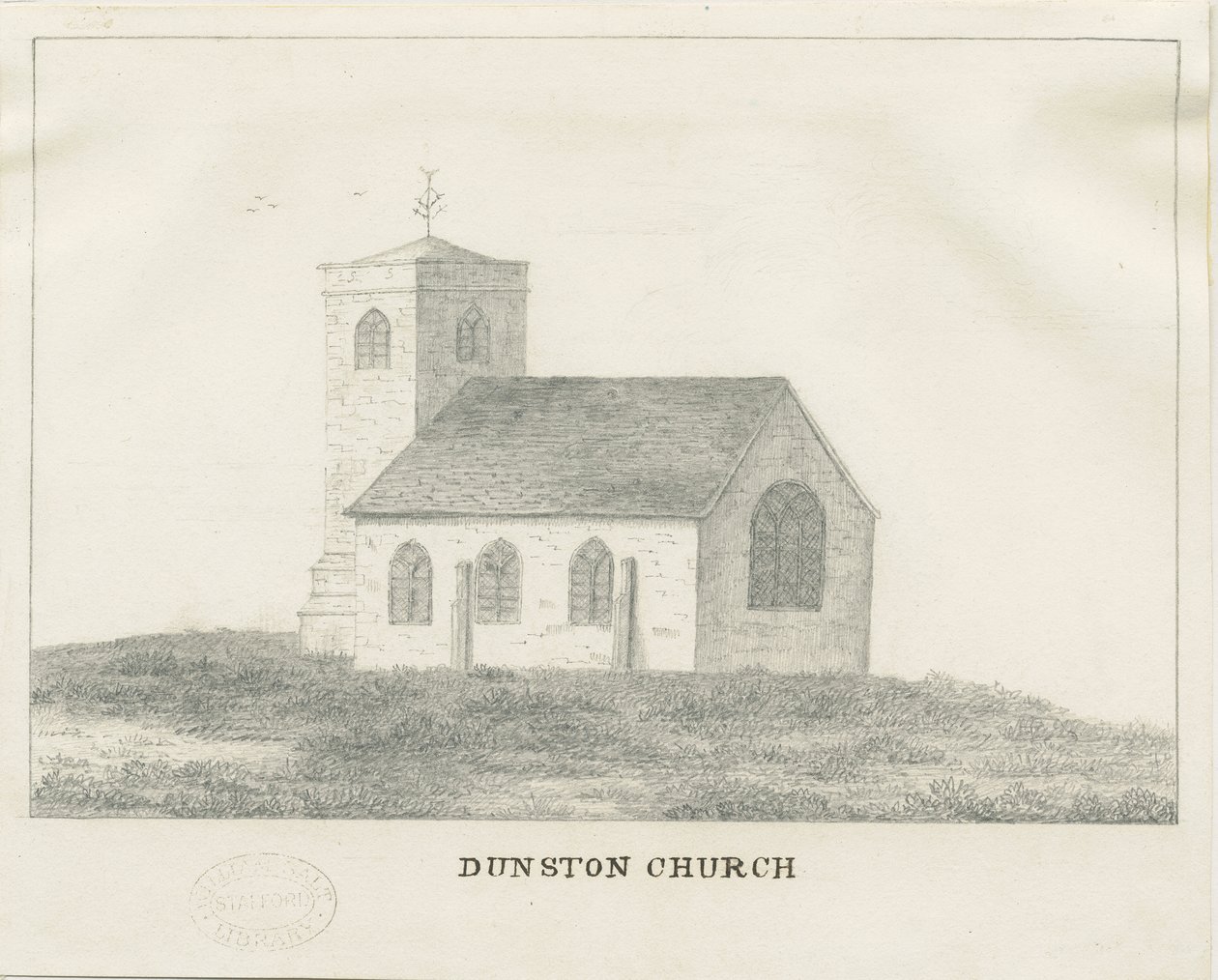 Dunston Church: blyertsteckning, nd [?1800-talet] (teckning) av School English