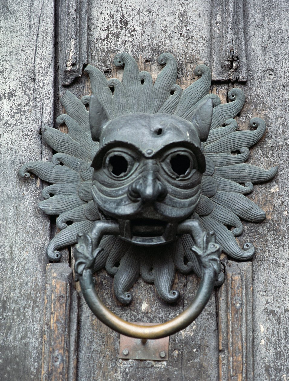 Durham Cathedral Sanctuary Knocker, kopia av brons original från 1100-talet (foto) av School English