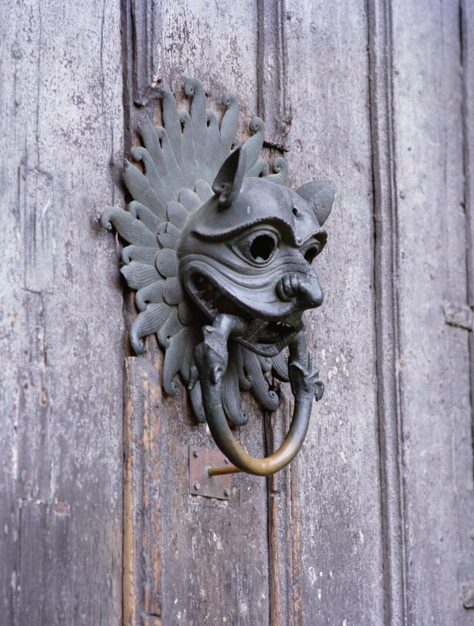 Durham Cathedral Sanctuary Knocker, kopia av brons original från 1100-talet (foto) av School English