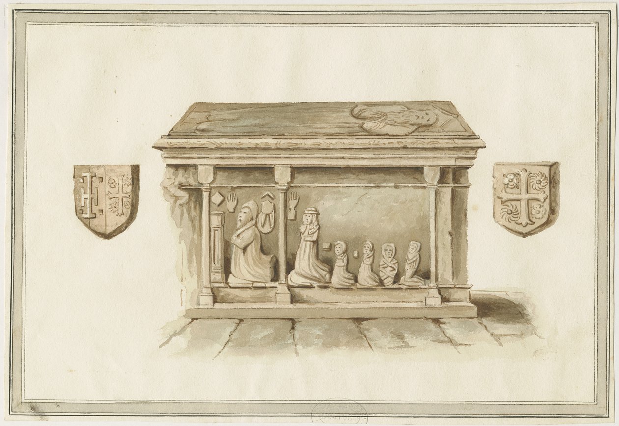 Eccleshall Church: Biskop Benthams grav: akvarellmålning, nd [?1800-talet] (målning) av School English