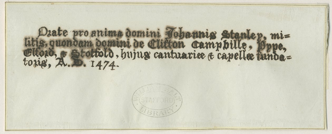 Elford Church - Tomb of Sir John Stanley: ritning med penna och bläck, nd [? 1800-talet] (teckning) av School English