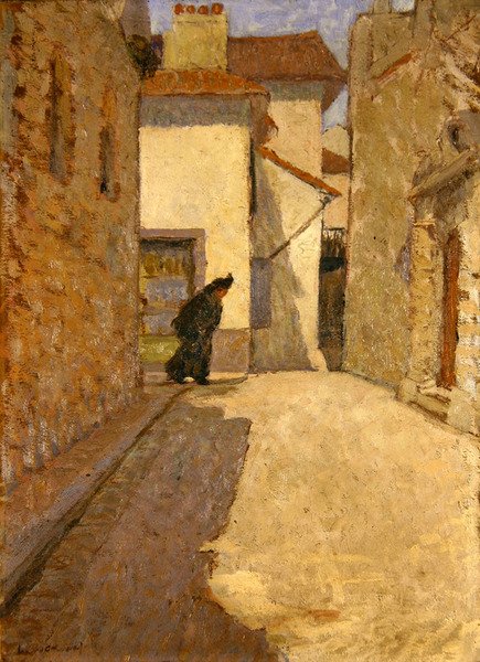 Figur på en Dieppe Street (olja på duk) av School English