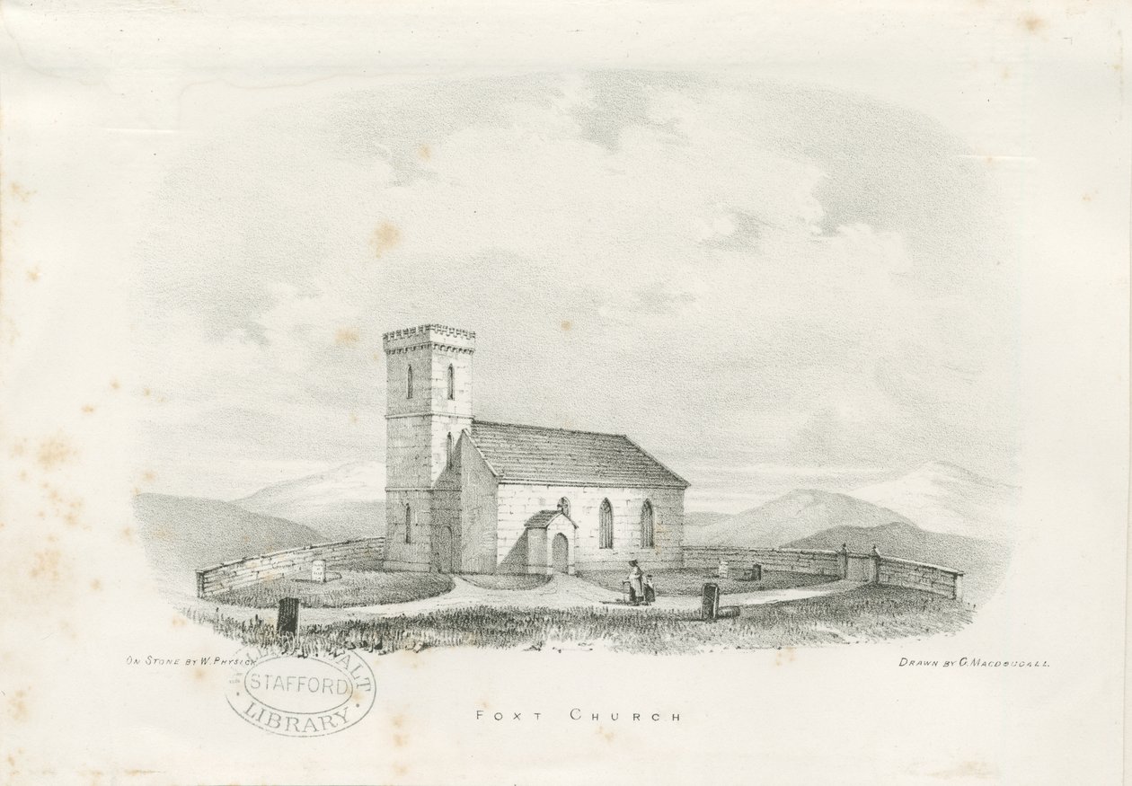 Foxt Church: litografi, nd [c 1840] (tryck) av School English
