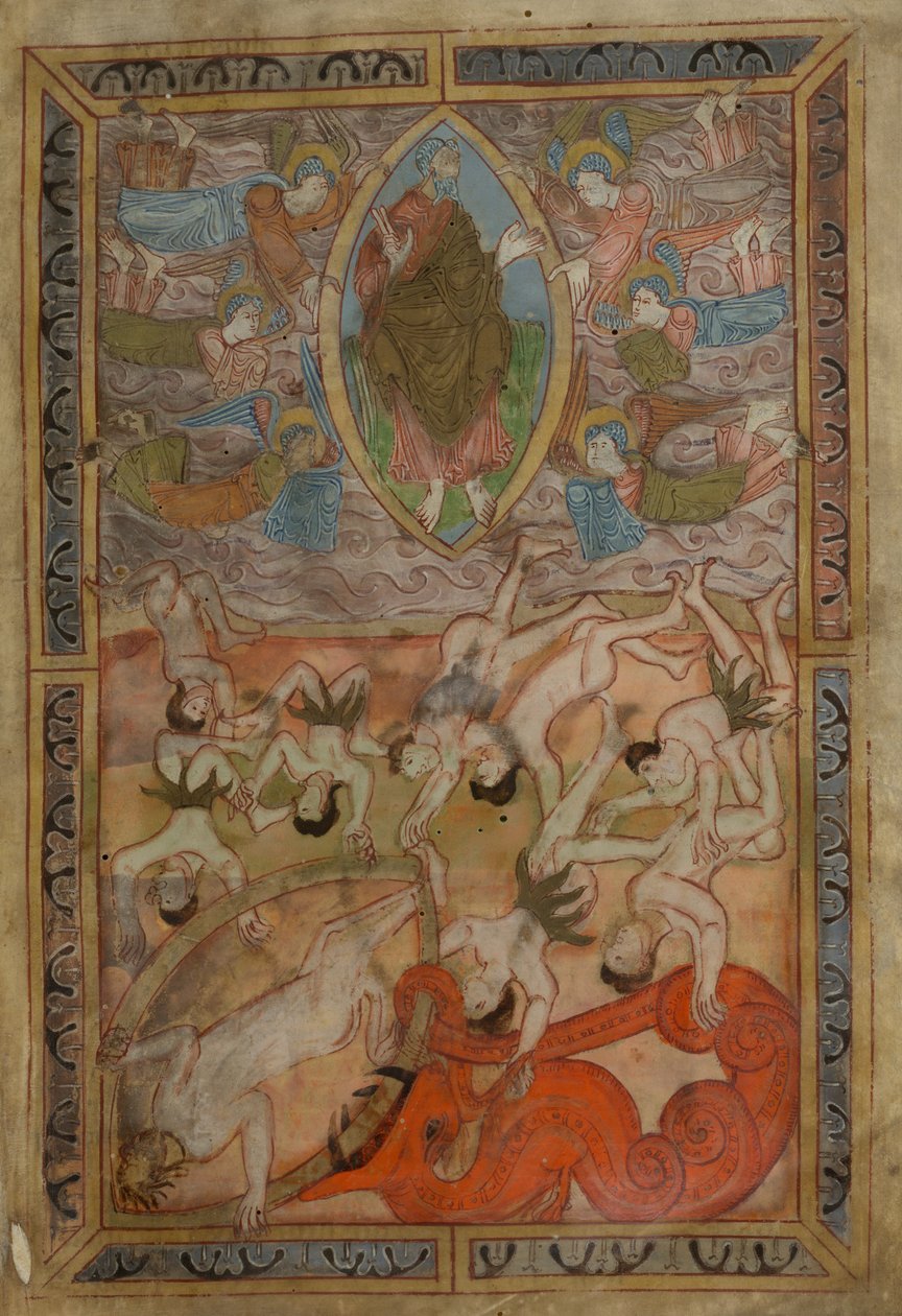 Genesis, gammalengelsk hexateuk, Cotton MS Claudius B IV f.2r, ca 1025-1200 (bläck på pergament) av School English