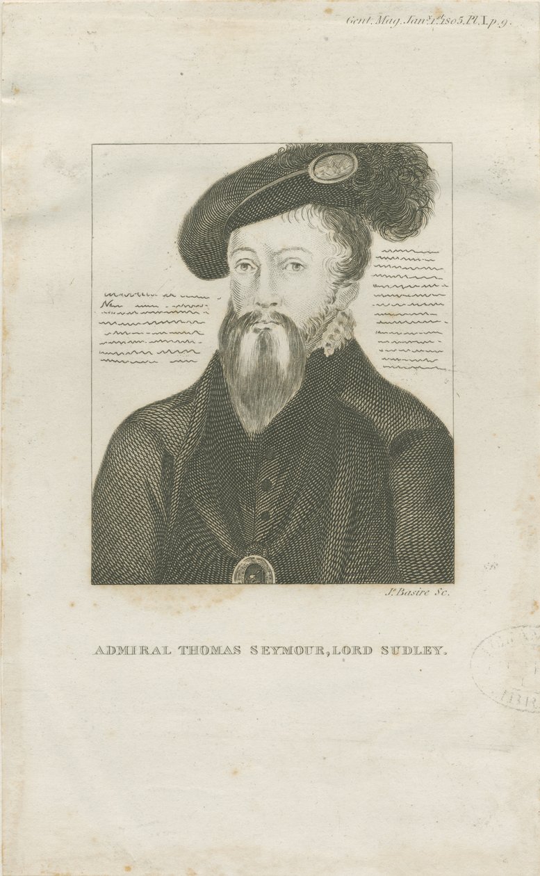 Hill Ridware - Porträtt av amiral Thomas Seymore, Lord Sudley: gravyr, nd [c 1805] (tryck) av School English