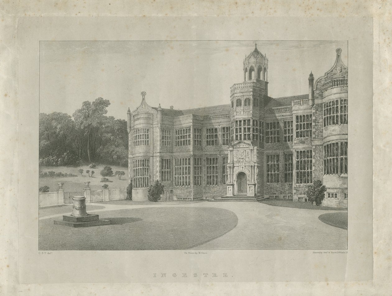 Ingestre Hall: litografi, nd [c 1840] (tryck) av School English