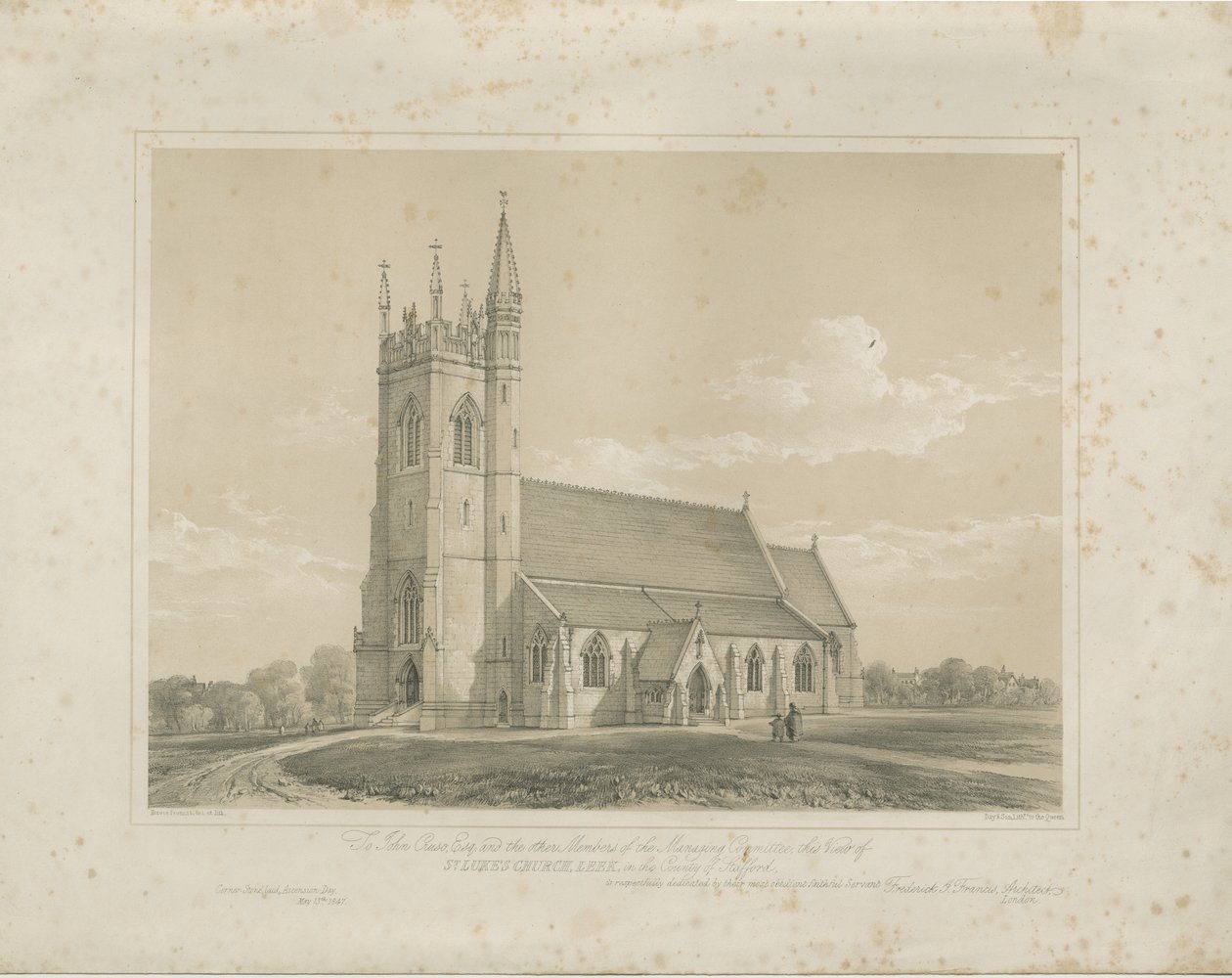 Purjolök - St. Lukas kyrka: litografi och [?mitten av 1800-talet] (tryck) av School English
