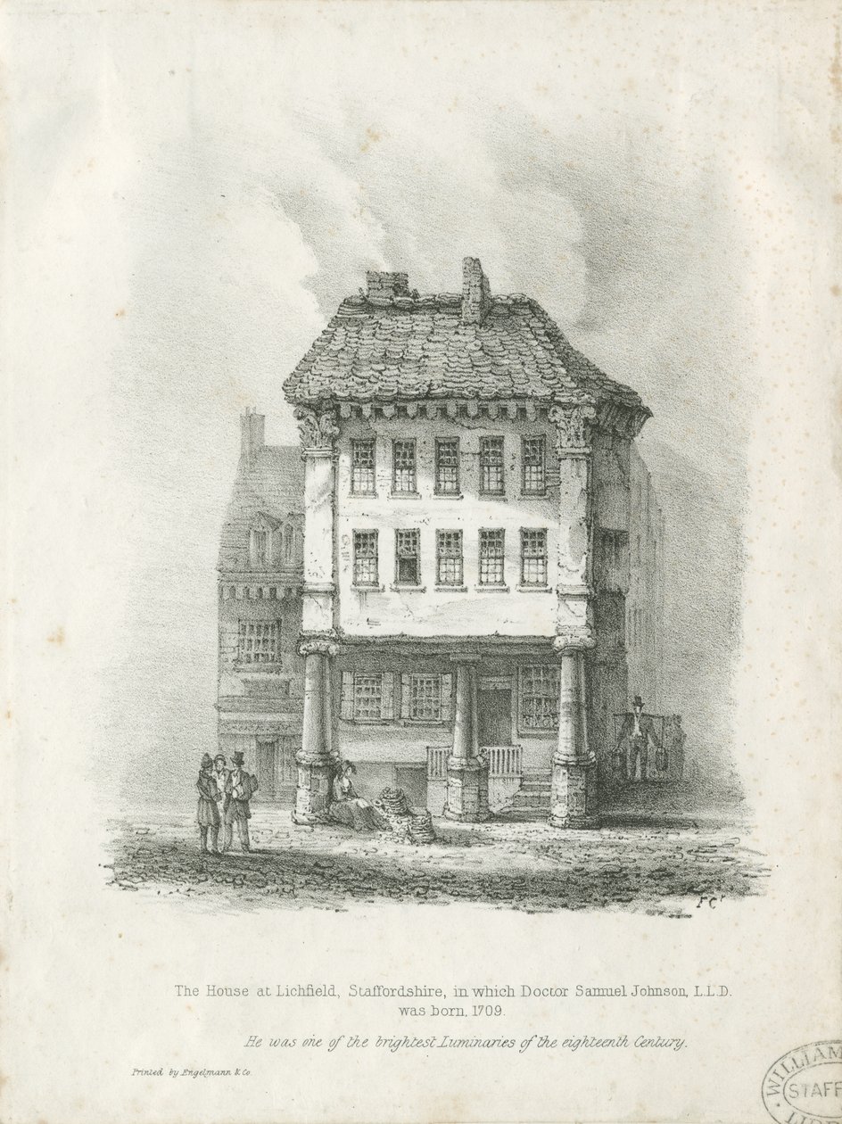 Lichfield - Dr. Johnsons födelseplats: litografi och [1800-talet] (tryck) av School English