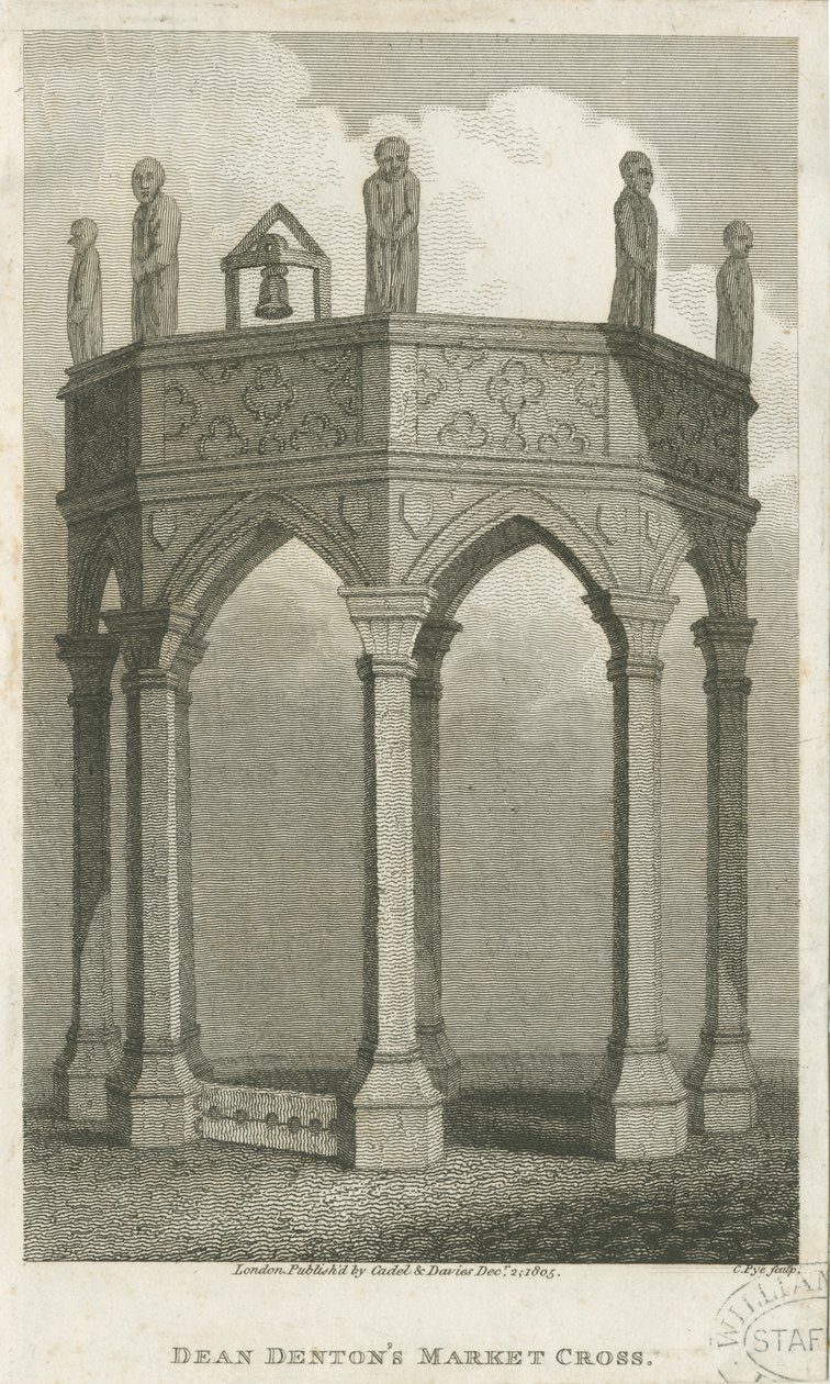 Lichfield - Market Place: gravyr, nd [c 1805] (tryck) av School English