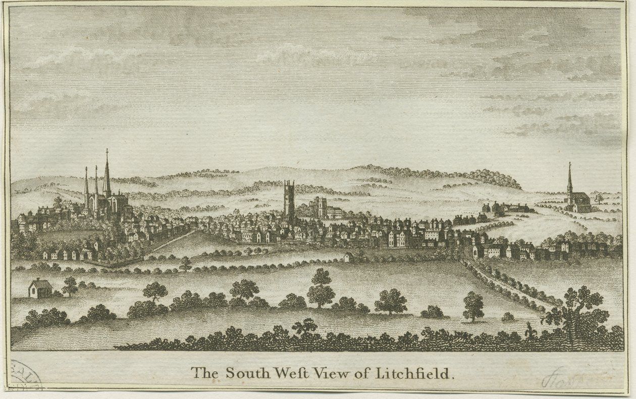 Lichfield - South West View: kopparplåtgravyr, nd [sent 1700-tal] (tryck) av School English