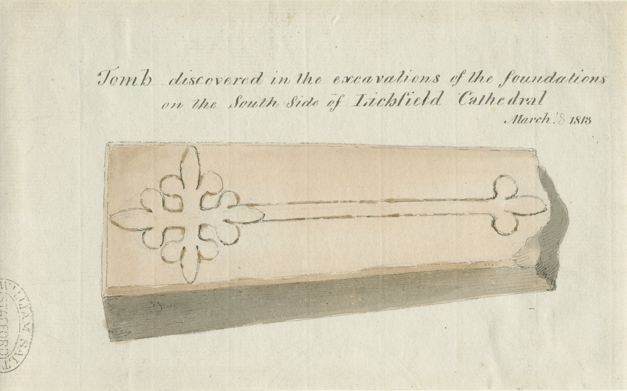 Lichfield Cathedral - Tomb: sepiateckning, [1813] (teckning) av School English