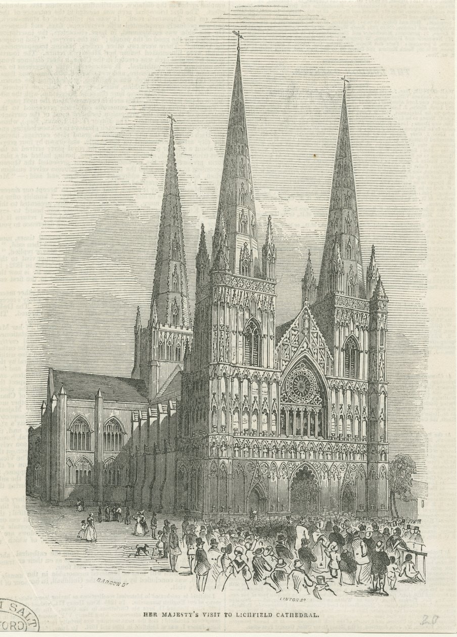 Lichfield Cathedral - West Front: träsnittsgravyr, nd [1843] (tryck) av School English