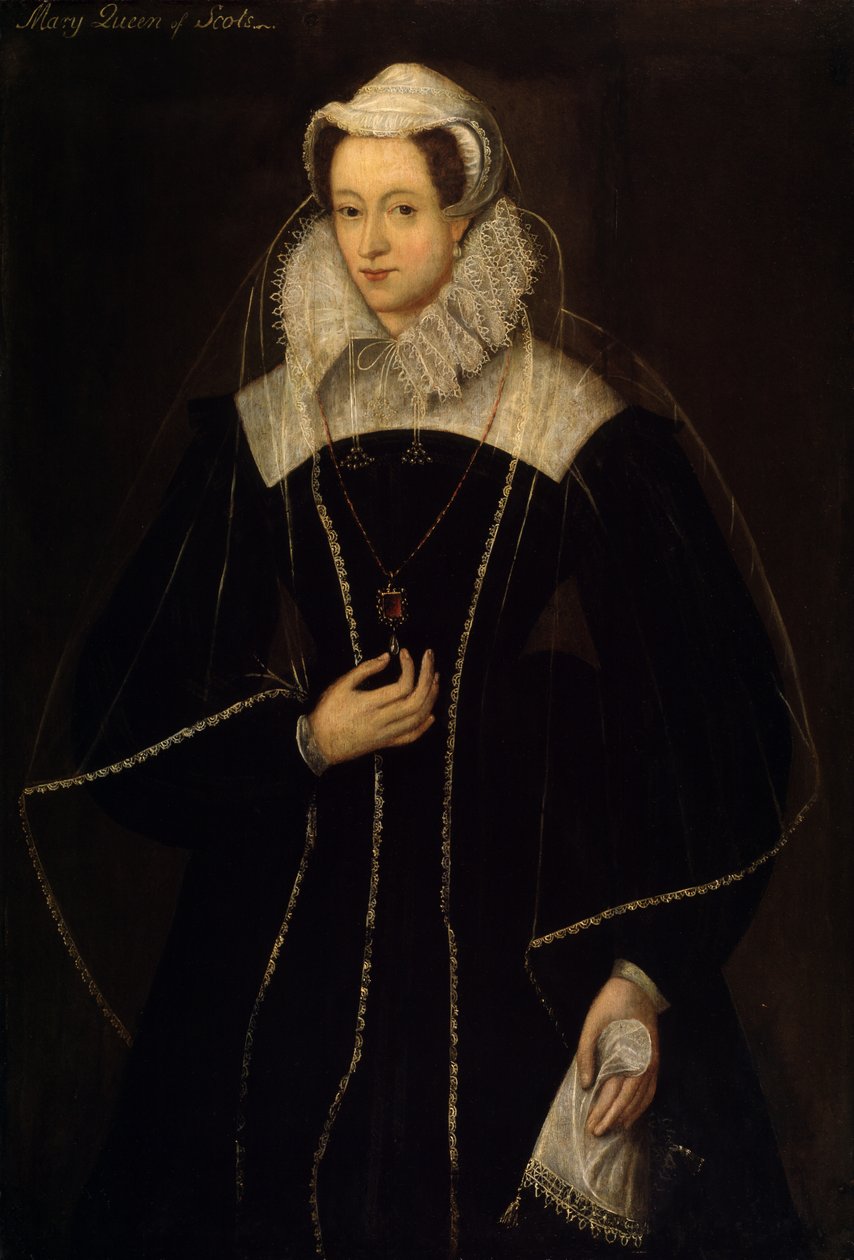 Maria (1542-87), drottning av Skottland (olja på pannå) av School English