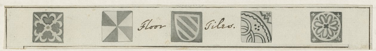 Mavesyn Ridware - Golvplattor i Mavesyn bårhuskapell: sepiateckning, nd [?sent 1700-tal] (ritning) av School English