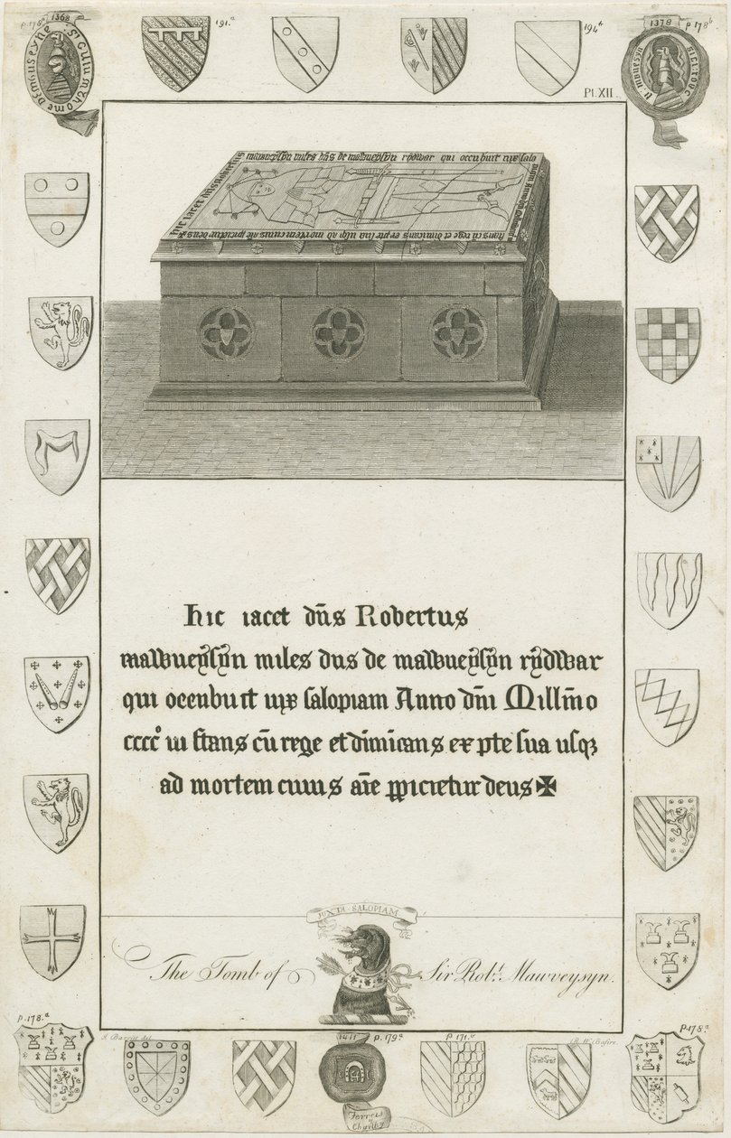 Mavesyn Ridware - Tomb of Sir Robert Mavesyn: gravyr, nd [sent 18th cent] (tryck) av School English