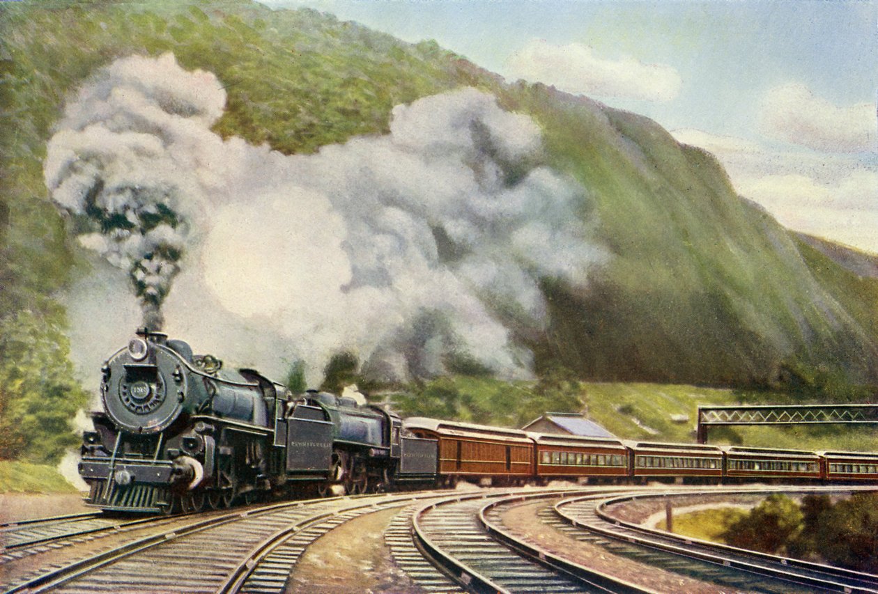 New York to Chicago Express, från "The Wonder Book of Railways" av Harry Golding (tryck) av School English
