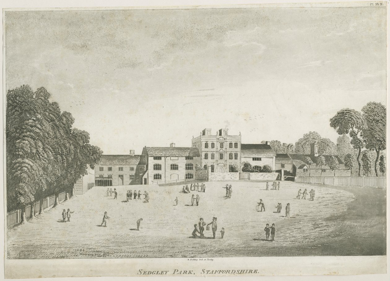 Sedgley Park School: akvatintgravyr, nd [c 1797] (tryck) av School English