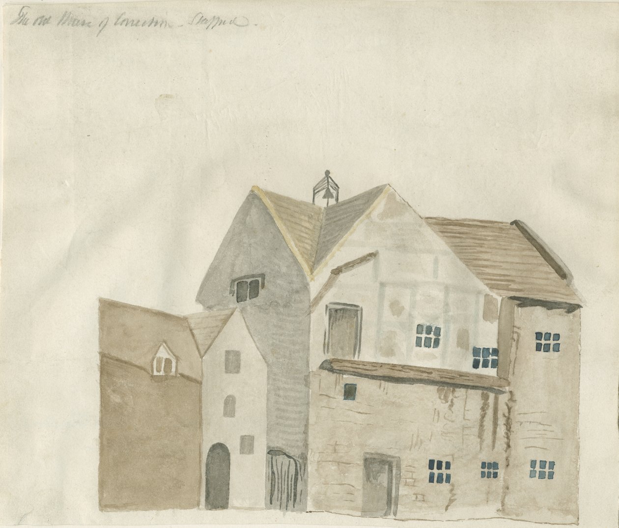 Stafford - The Old House of Correction: akvarellmålning och [?början av 1800-talet] (målning) av School English
