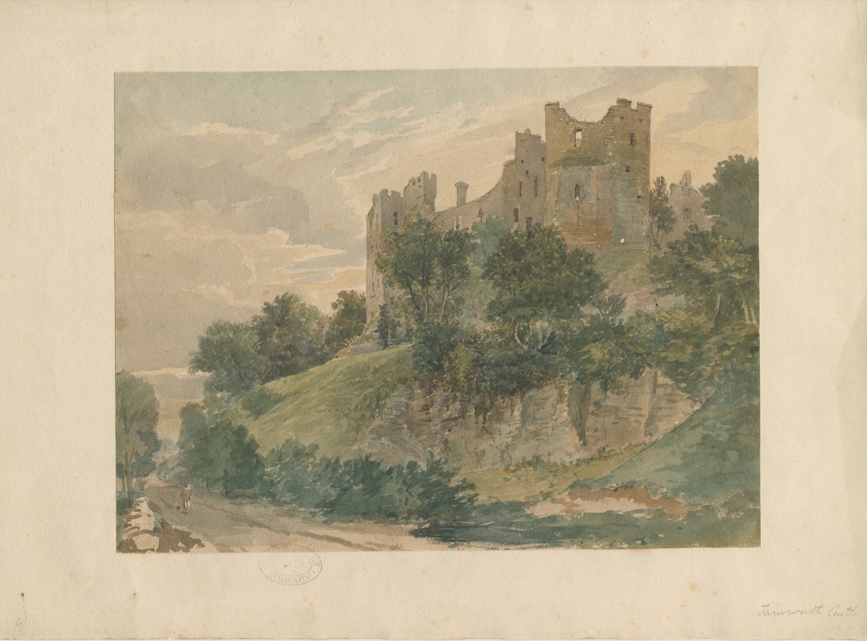 Tamworth Castle: akvarellteckning, nd [?1800-talet] (målning) av School English