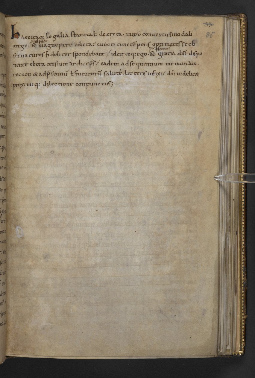 Thureth; anglosaxisk lagkod VI Æthelred, på latin och fornengelska, Cotton MS Claudius A III f.35r av School English