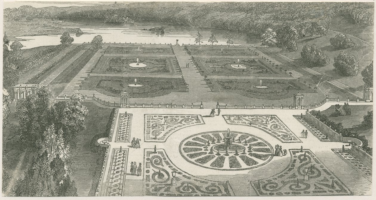 Trentham Gardens: träsnittsgravyr och [?1800-talet] (tryck) av School English
