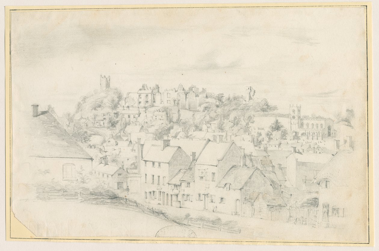 Tutbury - Town, Church and Castle: blyertsteckning, nd [?1800-talet] (teckning) av School English