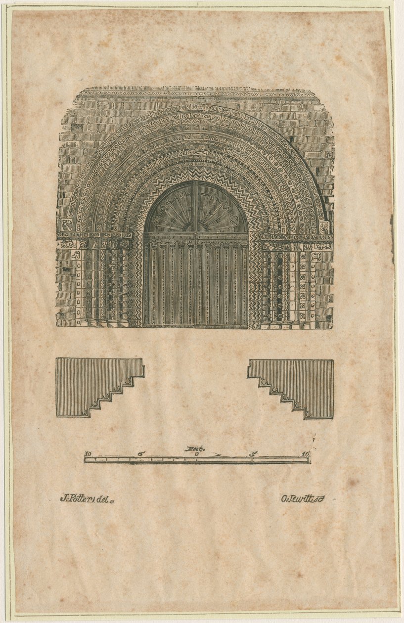 Tutbury Priory Church - West Doorway: träsnittsgravyr, nd [?början av 1800-talet] (tryck) av School English