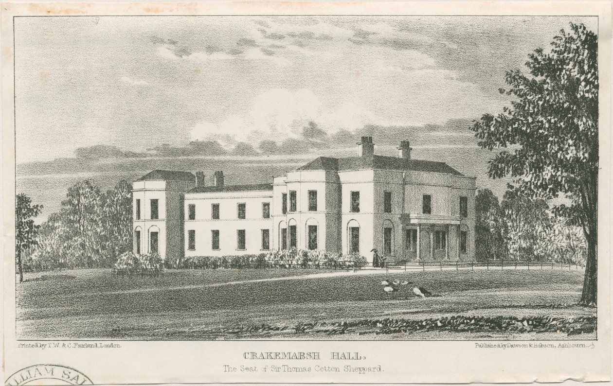 Uttoxeter - Crakemarsh Hall: litografi, nd [c 1839] (tryck) av School English