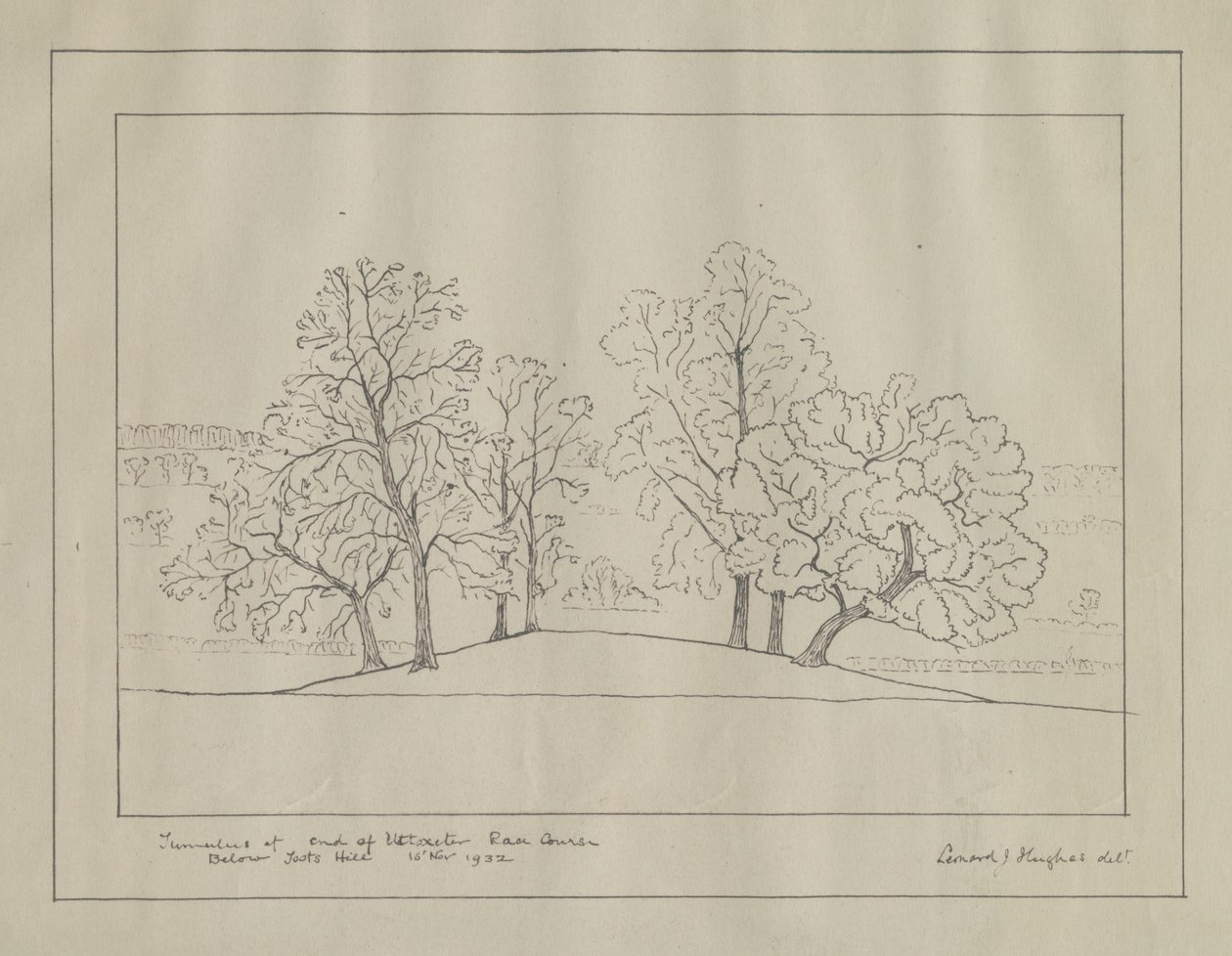 Uttoxeter - "Tumulus vid slutet av Uttoxeter Race Course": arkitektoniskt tryck av School English