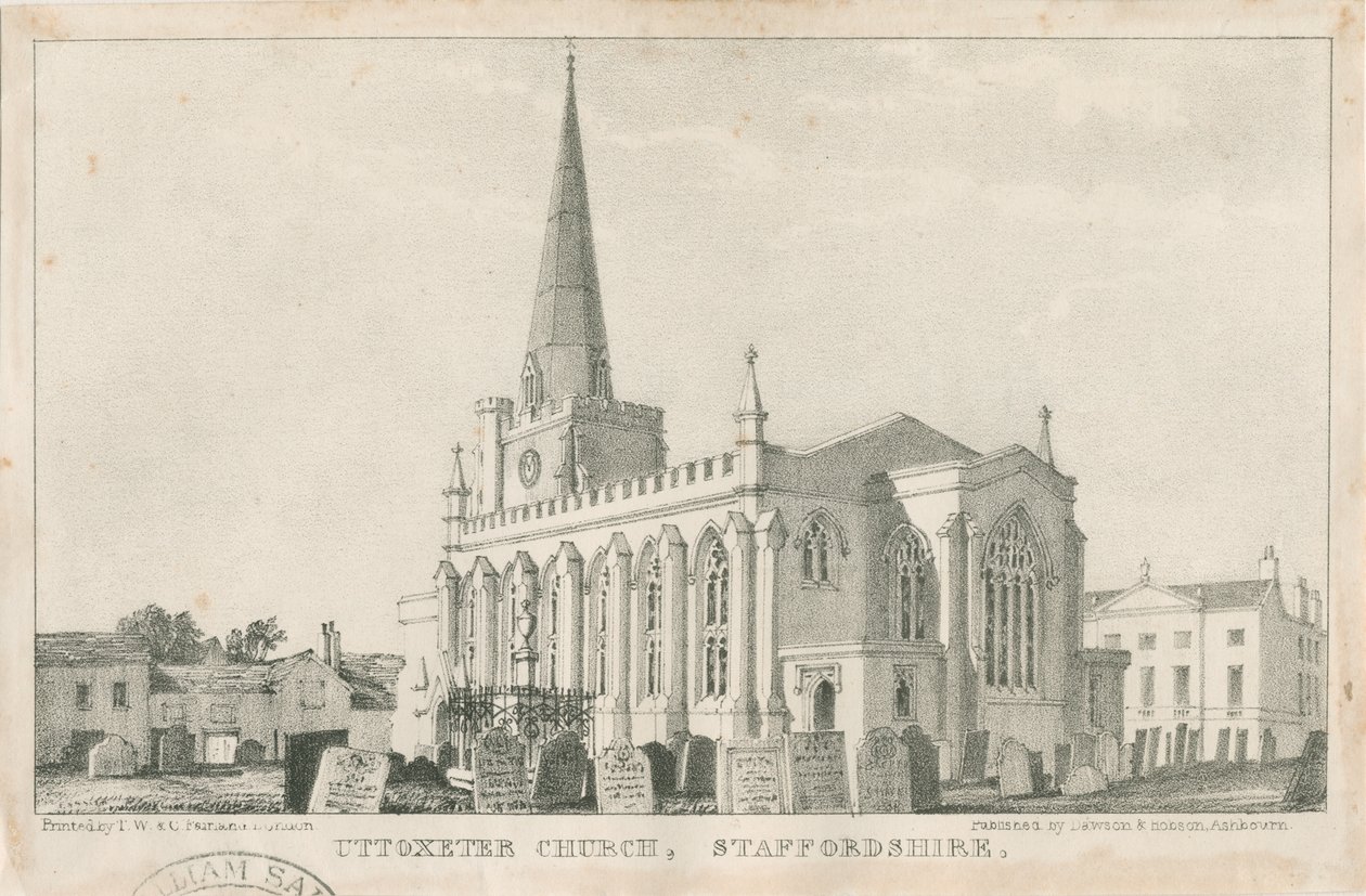 Uttoxeter Church [Ny]: litografi, nd [c 1839] (tryck) av School English