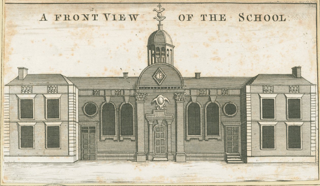 Wolverhampton - Grammar School: akvatintgravyr, nd [c 1751] (tryck) av School English