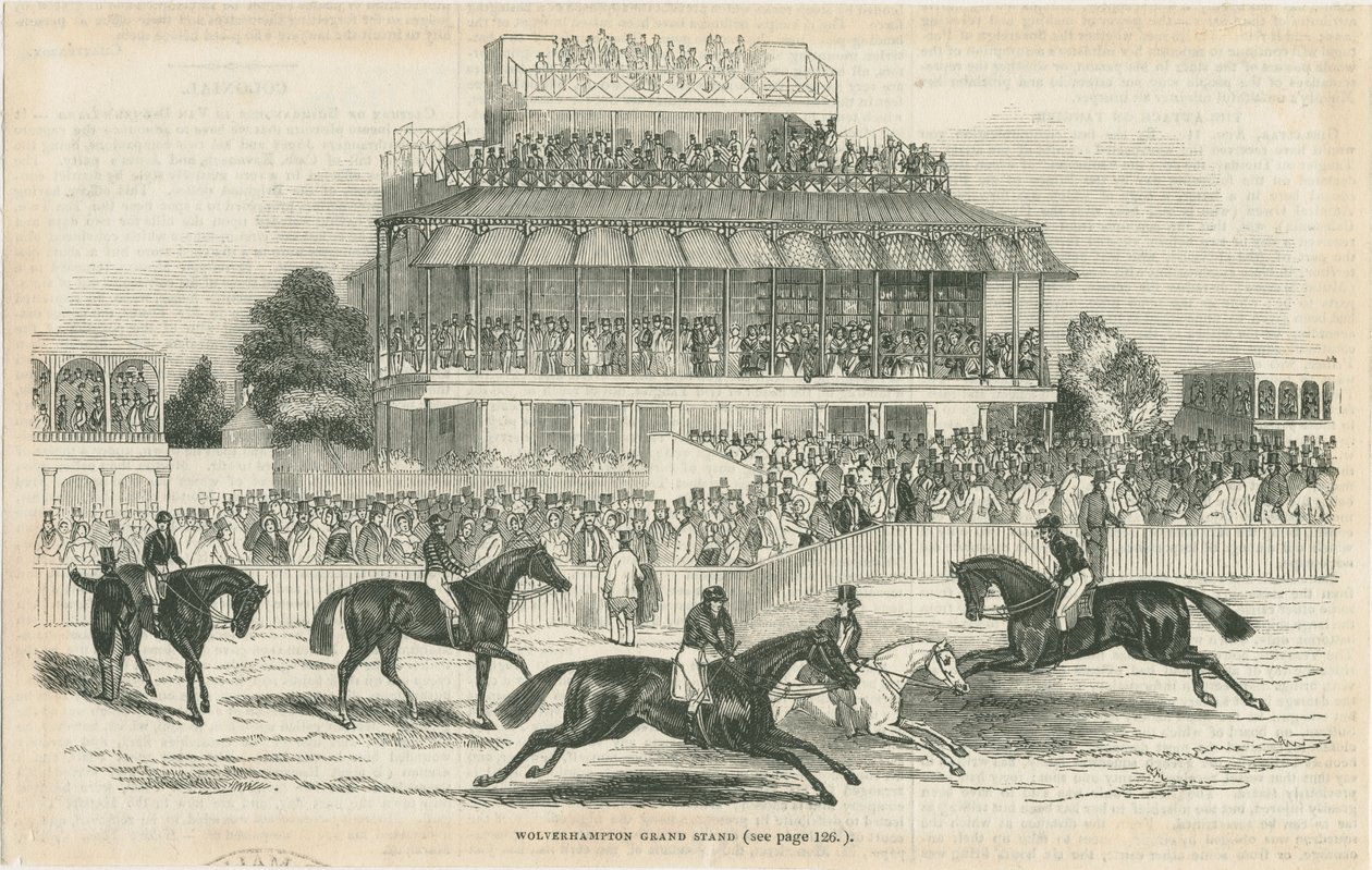 Wolverhampton - Grand Stand: träsnittsgravyr, nd [c 1844] (tryck) av School English
