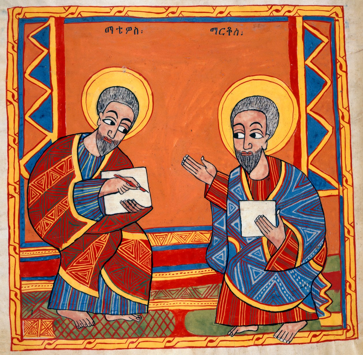 Eller. 481, f.125v Bild av St. Lukas och St. Johannes evangelisterna, från 