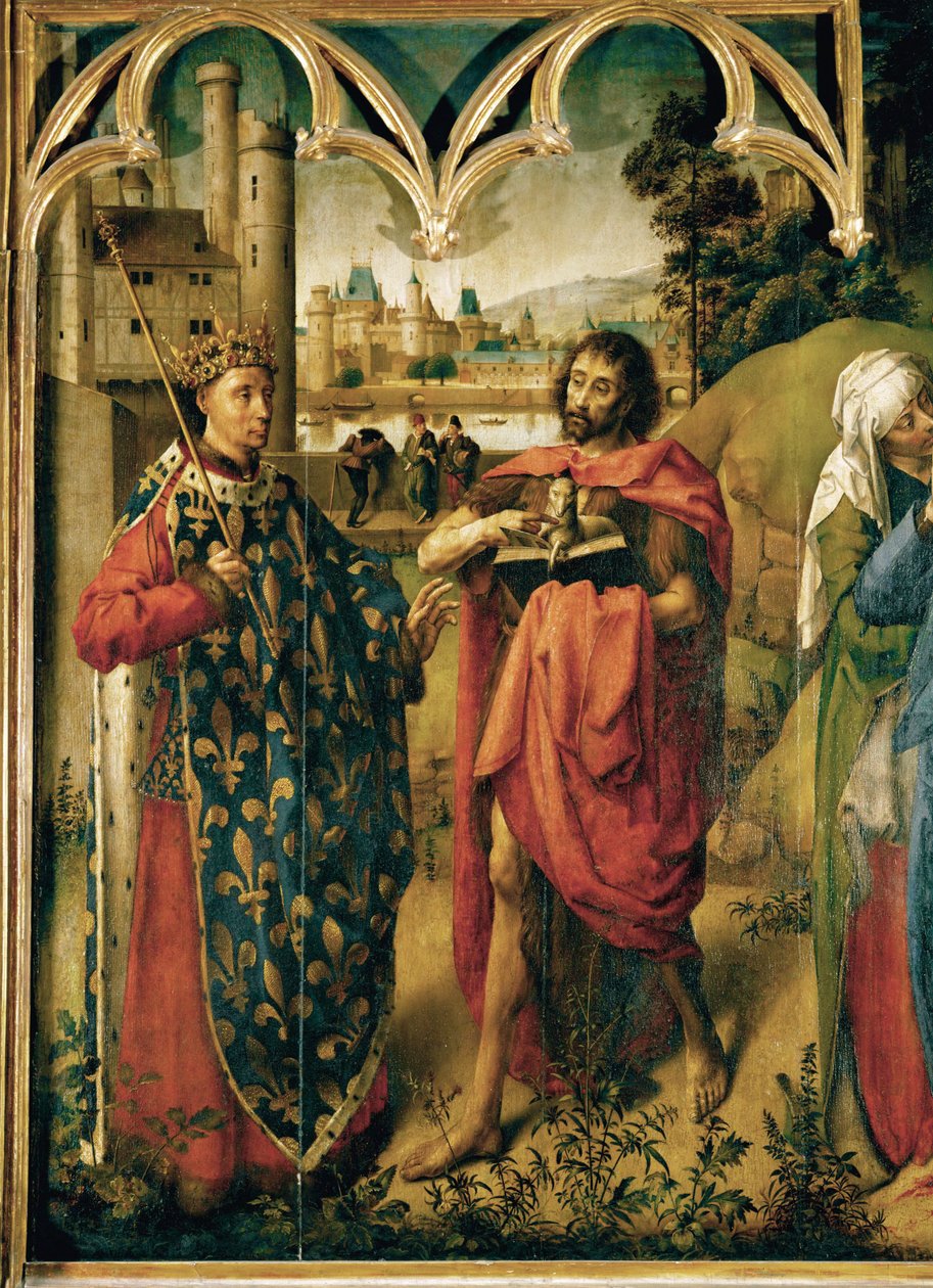Ludvig IX, Helgonet med Johannes Döparen ... av School Flemish