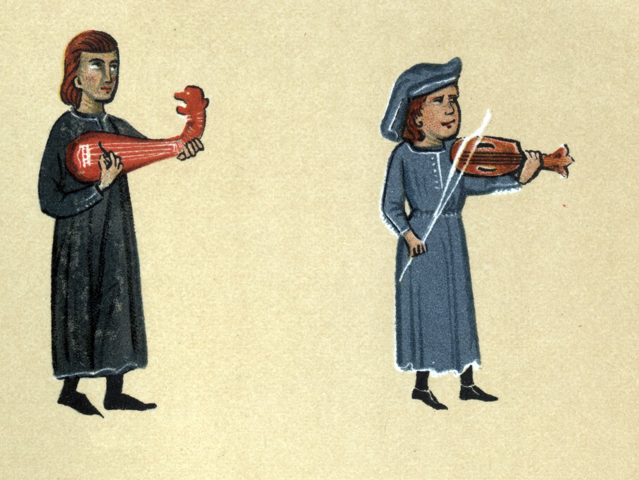 En trubadur från medeltiden, illustration från "Histoire de la Literature Francaise" av Hermann Suchier av School French