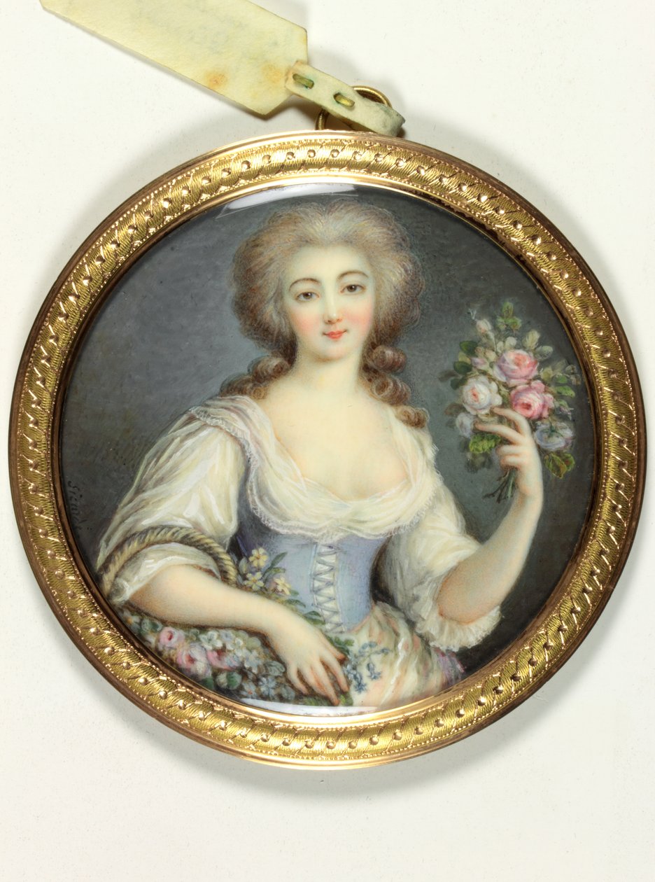 En dam som heter Jeannette Lollier (emalj) av School French