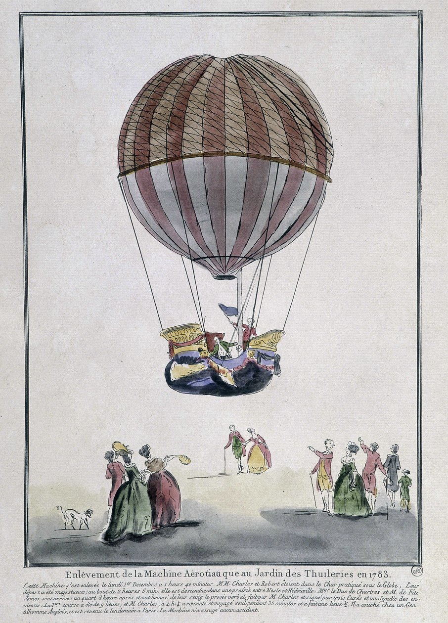 Aerostatisk maskinborttagning i Tuilerieträdgården 1783 av School French