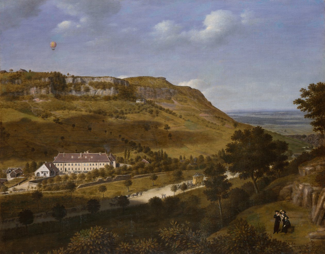 Ballongflygning i Jura (olja på duk) av School French