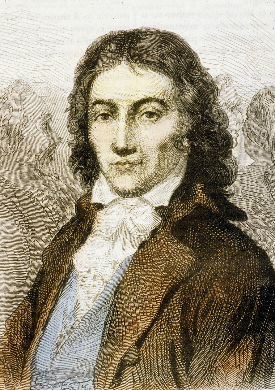 Camille Desmoulins (färggravyr) av School French