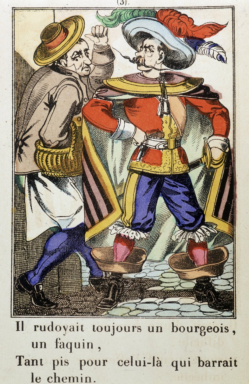 Kapten Fracasse: "" Han gjorde alltid en bourgeois..."" roman av Theophile Gautier (1811-1872) - Bild av Epinal av School French