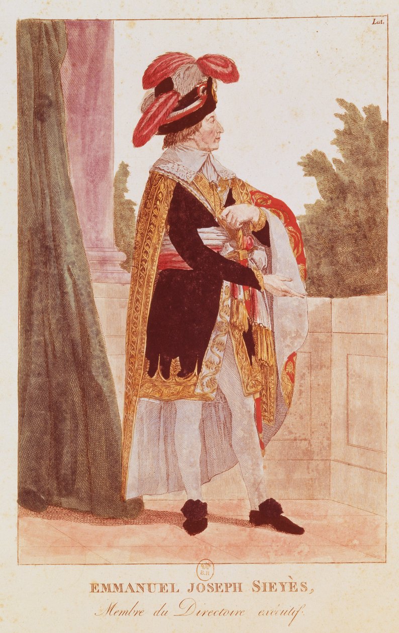 Emmanuel Joseph Sieyes (1748-1836) 1700-1800-talet (färgad gravyr) av School French